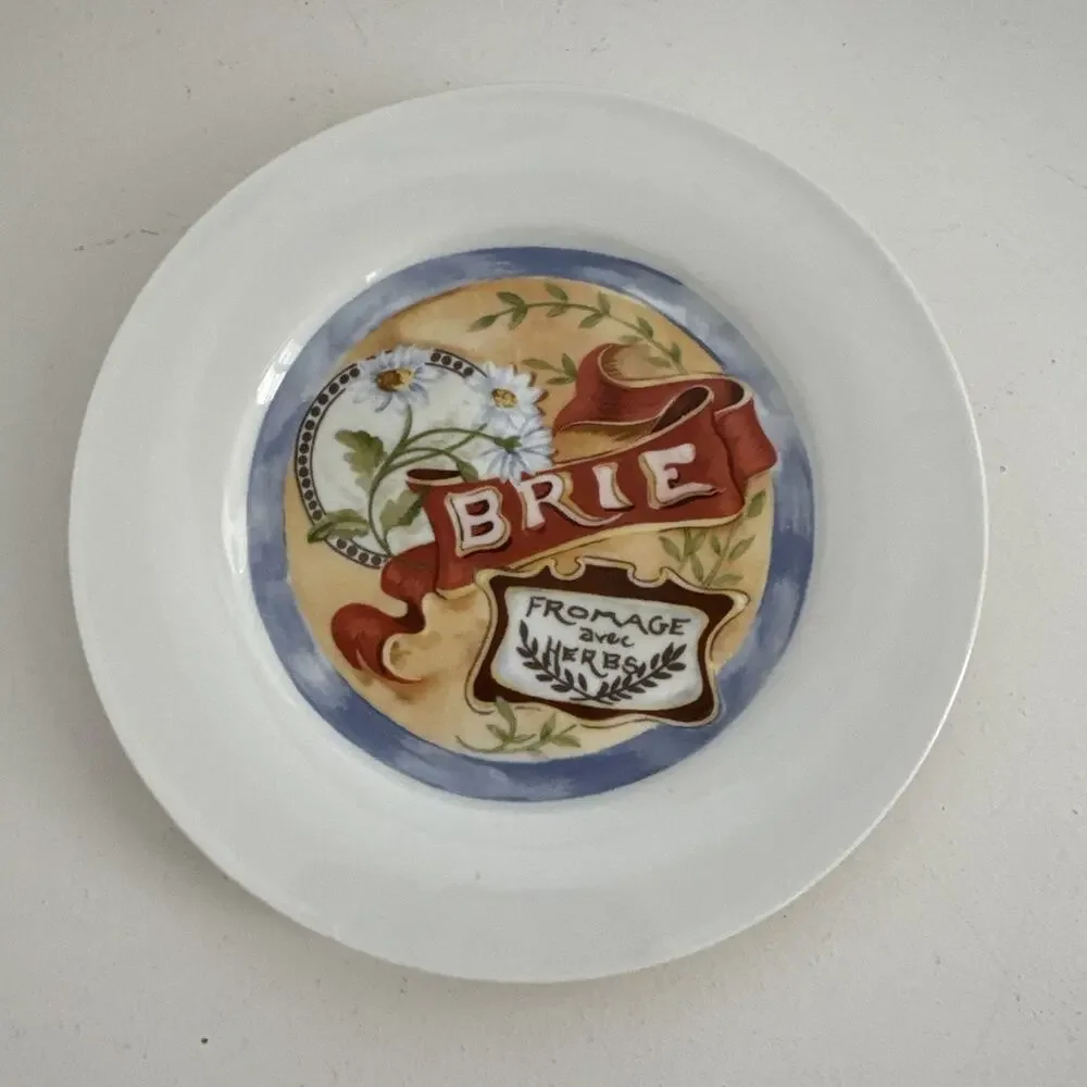 Restoration Hardware Appetizer Plates Classic French Wine & Cheese Theme